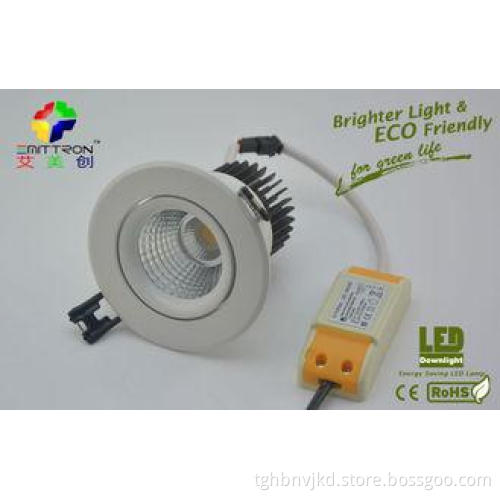 Aluminum Reflector / Glass Recessed COB LED Downlight With